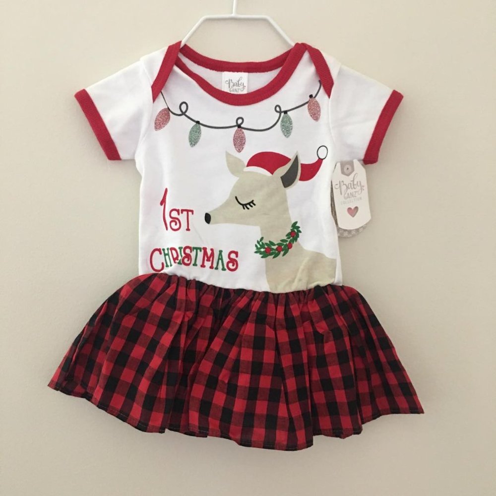 NWT Baby Girls 1st Christmas Holiday Dress 3-6M